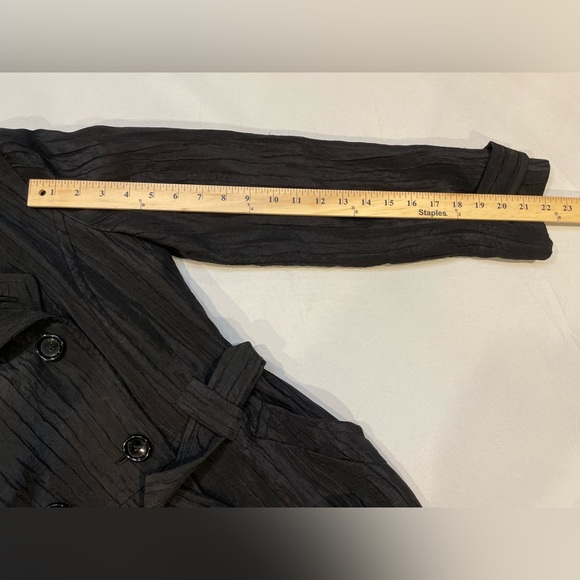 Michael Kors Belted Trench Coat Textured Black Small Classic Double Breasted EUC - Picture 13 of 16